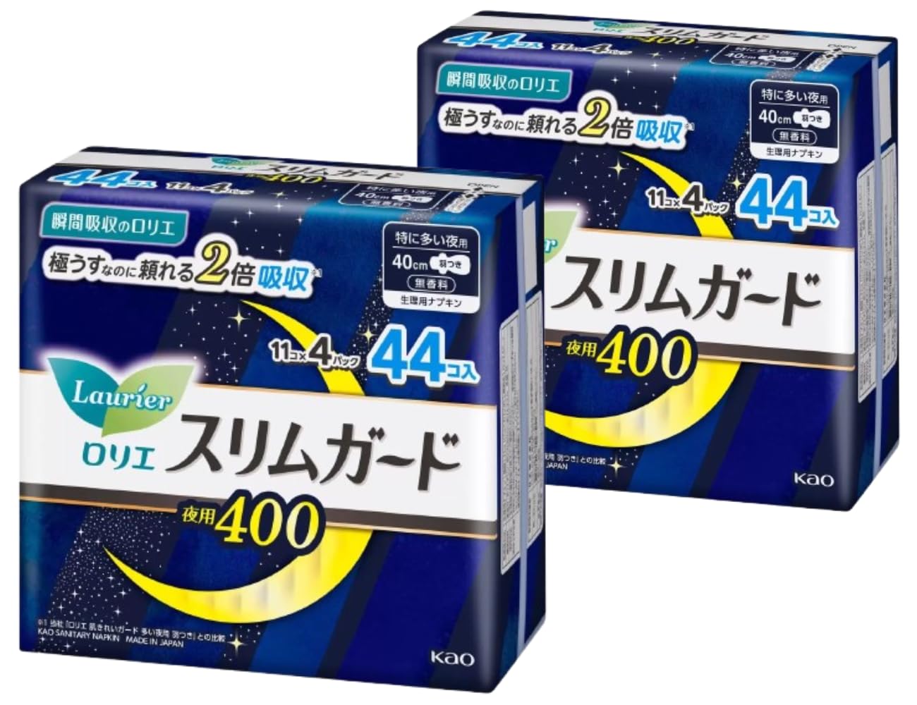 (大容量)ロリエ スリムガード 特に多い夜用400 44コ 40cm 400mm (400, 88, コ)