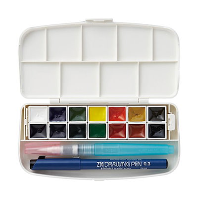 他サイト： 呉竹 KG301-1 絵の具セット 透明水彩セット フィス 14色セットの商品画像