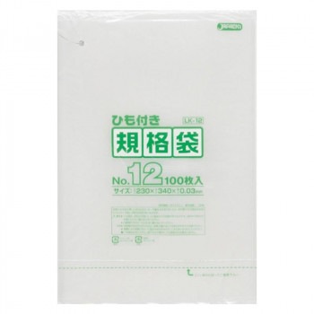 ジャパックス LD規格袋 厚み0.030mm No.12 ひも付き 透明 100枚×10冊×4箱 LK12