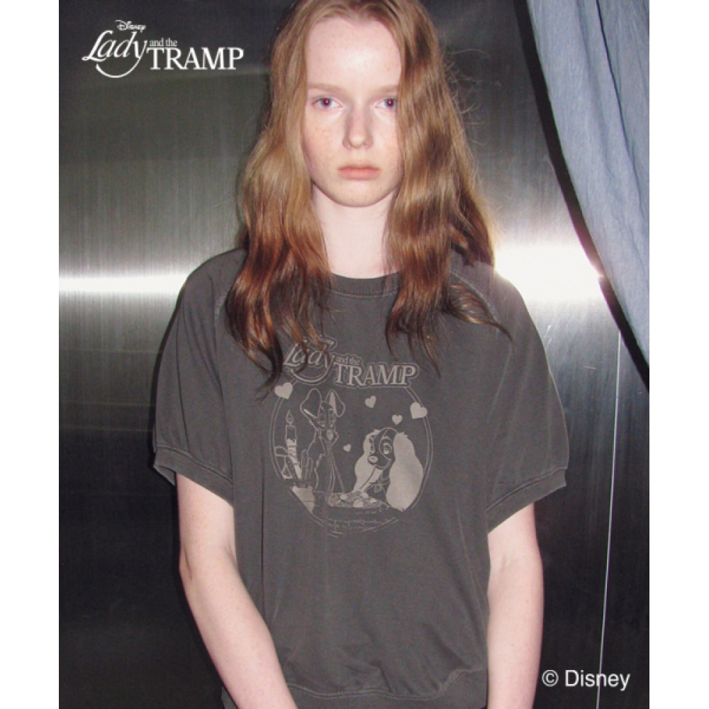 Ronron Pigment 愛らしいレディアンドザトランプ半袖スウェットチャコール