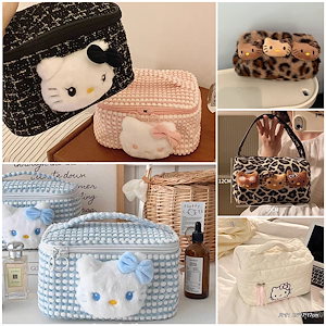 【人気商品】かわいい韓国風ハローキティハンドバッグ超かわいい女の子用コスメバッグポータブル収納汚れに強いハンドバッグトイレタリーバッグ