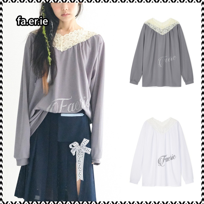fa.er.ie lace V neck shirring top