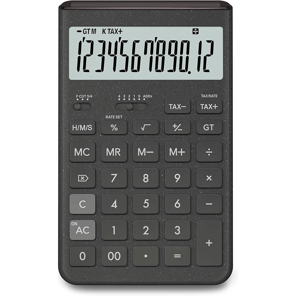 （まとめ買い）Comfy デザイン電卓 ジャストタイプ 12桁 ダークグレー JT-200T-GY-N [x3]