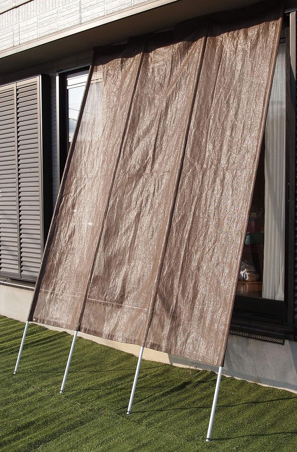 日よけ 日除け 目隠し ブラウン 奥行290×高さ300×幅3cm 重量:5.4kg 簡単設置 角度調整 支柱伸縮 洋風たてす アジャスター付 UVカット 6,618円