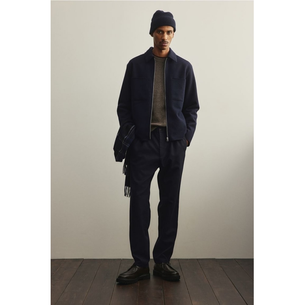 H&M レギュラーフィットツイルパンツネイビーブルー