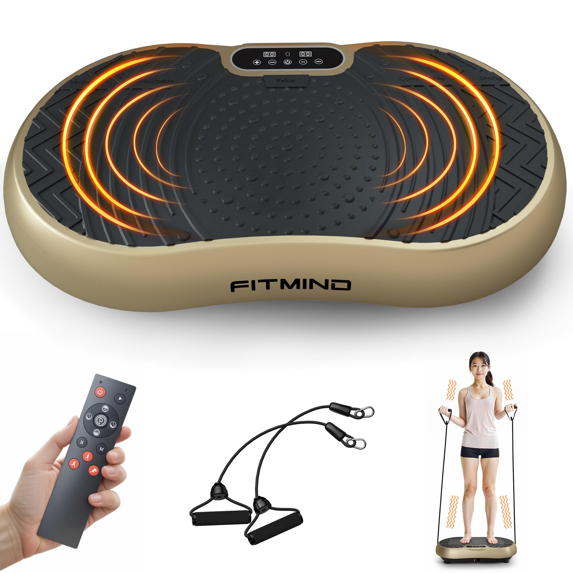 FITMIND ブルブル振動マシン ブルブルマシン ダイエットマシン フィットネスマシン 9つの自動モード 99段階の振動 幅60cm リモコン付き ラテックスホース付き 静音 耐荷重120kg 日本