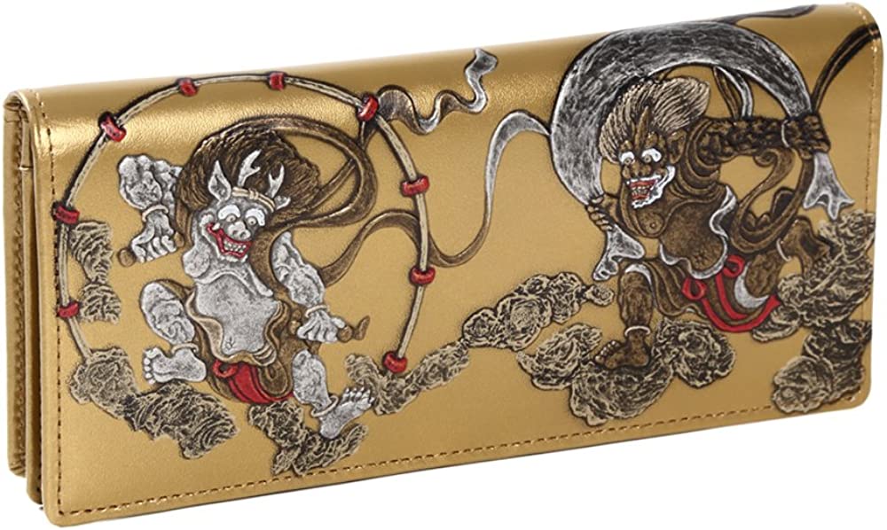 【新規OPEN】【期間限定セール】【激安】【新品未使用】風神雷神浮き押し加工　オイル牛革　日本製　ロングウォレット　TK-001　金