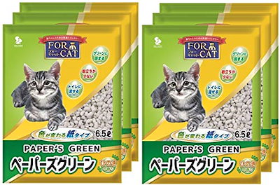 他サイト： 新東北化学工業 猫砂 ペーパーズグリーンひのきの香り 6.5L×6個 (ケース販売)の商品画像