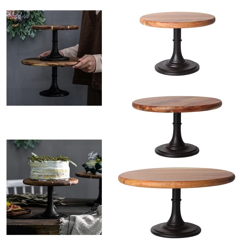 納期14-21日木製ケーキスタンド台座デザートラウンドホルダーウェディングパーティー誕生日スモールカップケーキ背テーブル拠点プレートディスプレイ