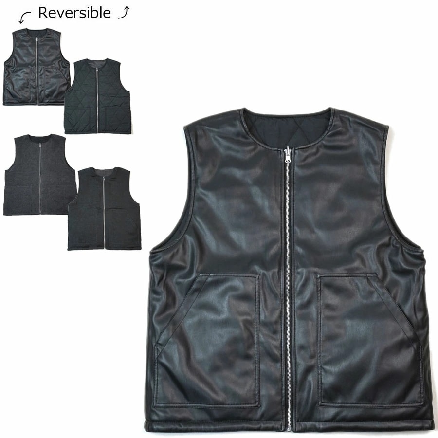 男女兼用 リバーシブルベストReversible VestLAUNCH BASIC TRADE ラウンチベーシックトレードBLACK ブラック 2色ジャ