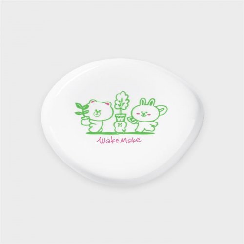 ラインフレンズウェイクメイクブラウンオングリーンウォーターベルベットカバークッション（21号）