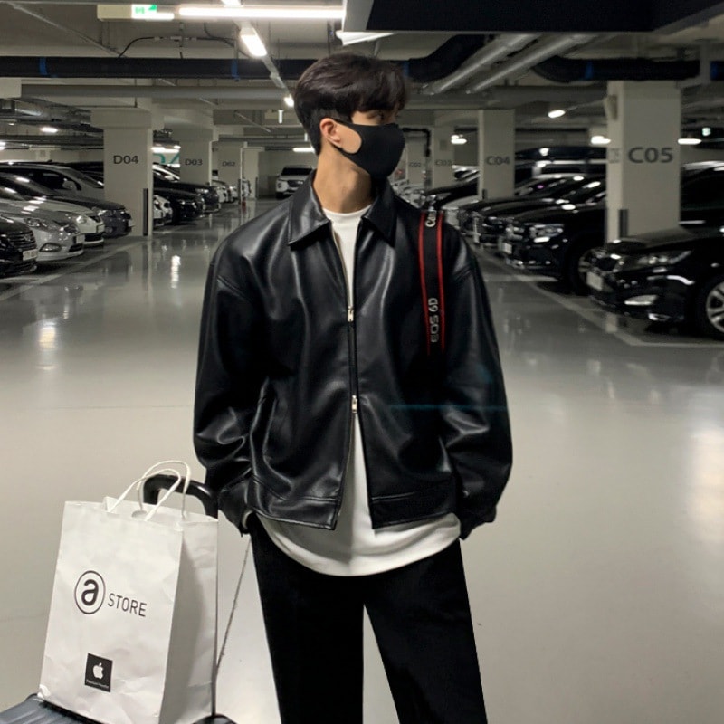 レザージャケットのジャケットの男性2022春新潮韓国語バージョンの緩いレトロな学生の作業服のトップス