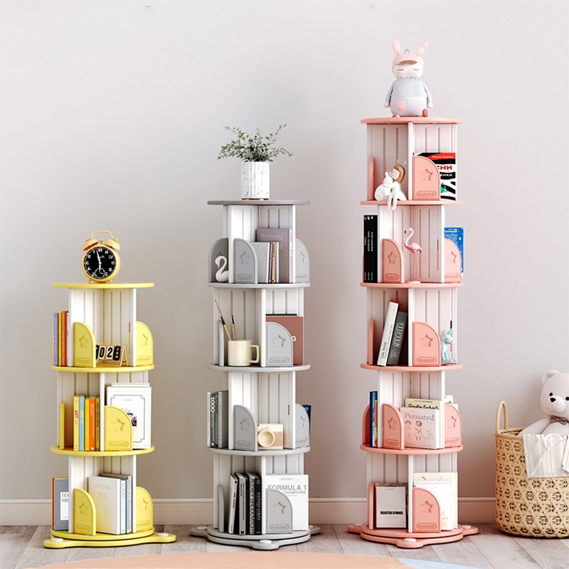 絵本棚 大容量 回転式本棚 キッズ 本棚 リビング 絵本ラック ブックシェルフ キッズラック おもちゃ収納 オープンラックリビングラック 子供部屋