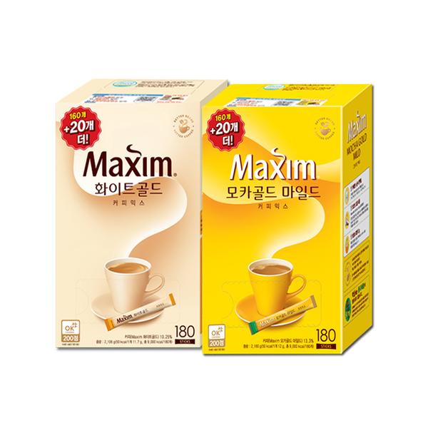 マキシムモカゴールドマイルド180T+ホワイトゴールド180T 맥심 모카골드 마일드 180T+화이트골드 180T.