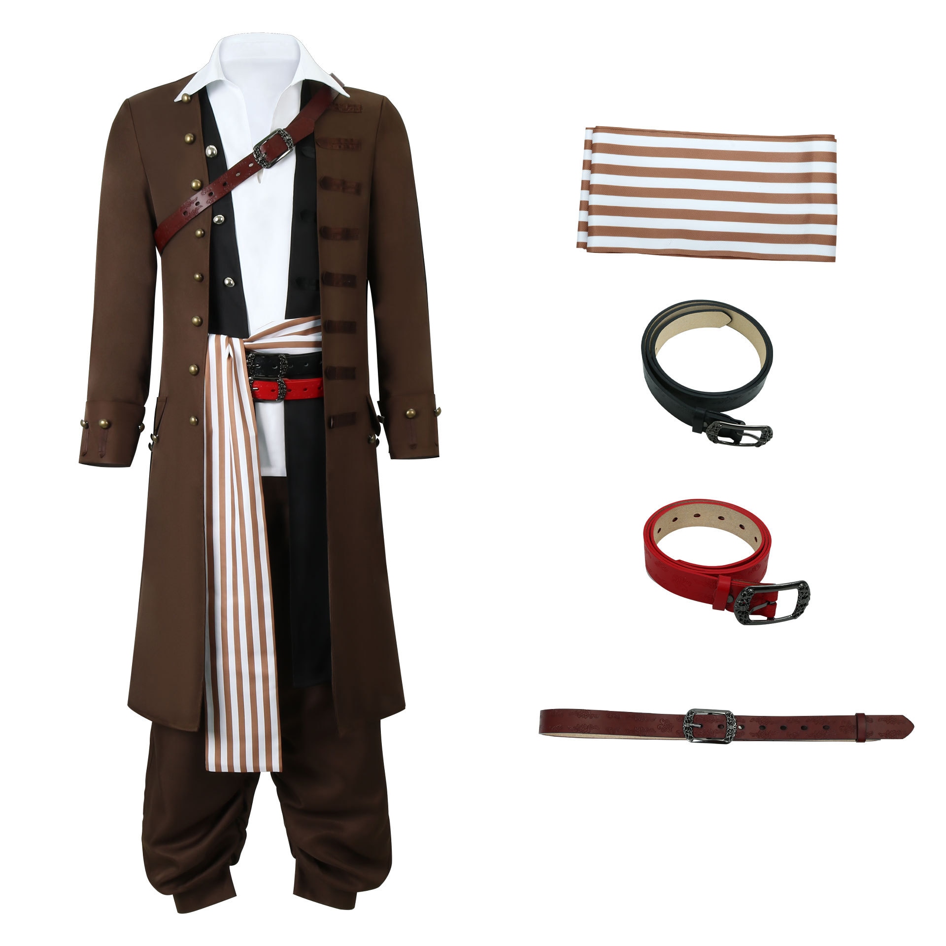 ハロウィン映画パイレーツ・オブ・カリビアンのジャック船長ジャック・スパロウコスプレ男のハロウィン衣装フルセット