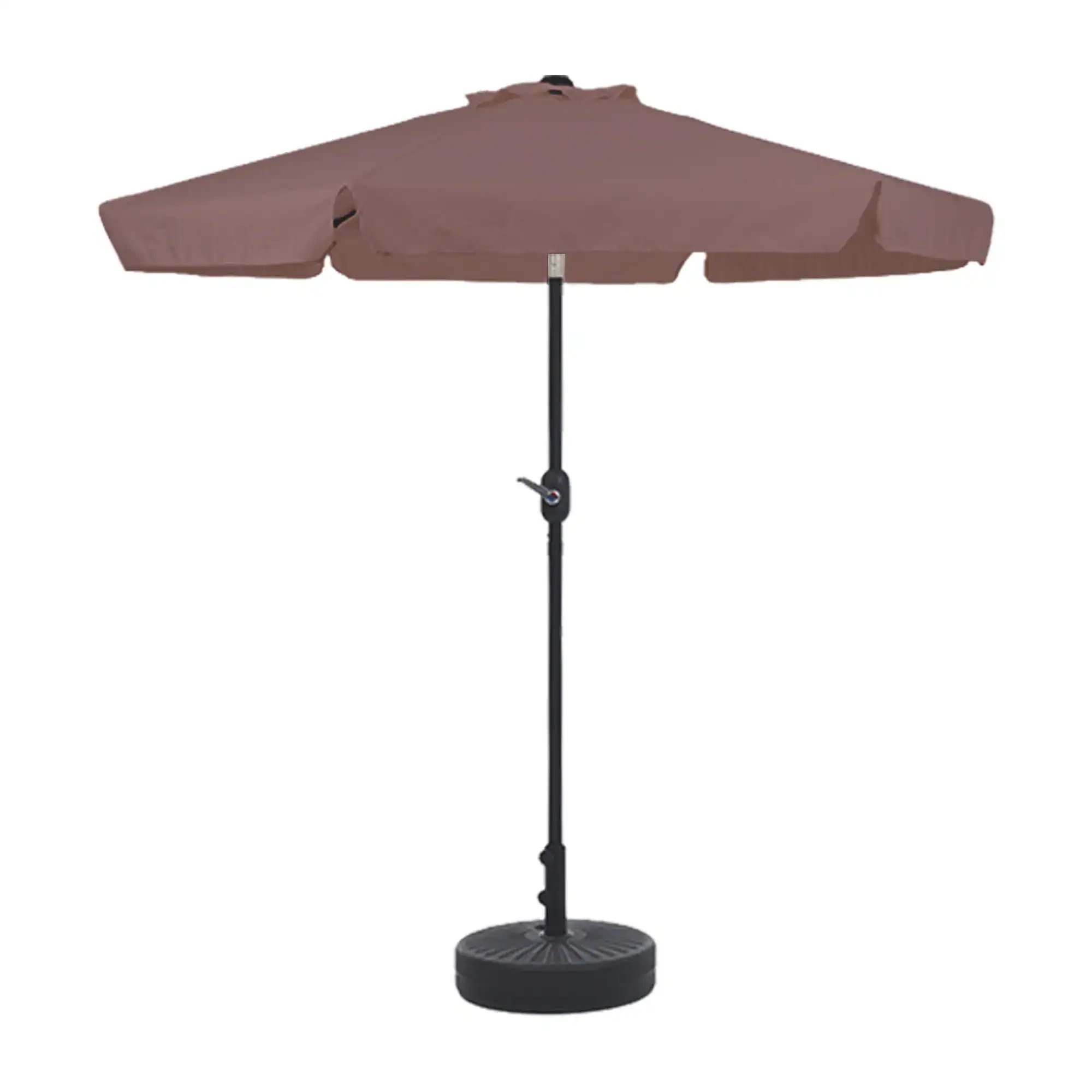【急速出荷!】88【TYPEBブラウン+ベース付き】パラソル ハンドル・フリル付き　直径220cm 30+UPF紫外線対策 角度調整 パラソルセット ベース パラソル ガーデンパラソル