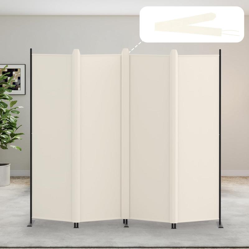 Kokorona パーテーション 間仕切り 4連 カバーストリップ付き 高さ176cm 幅221cm 衝立パーテーション スクリーン 折りたたみ 布タイプ 屏風 目隠し 区切り 衝立 軽量 オフィス