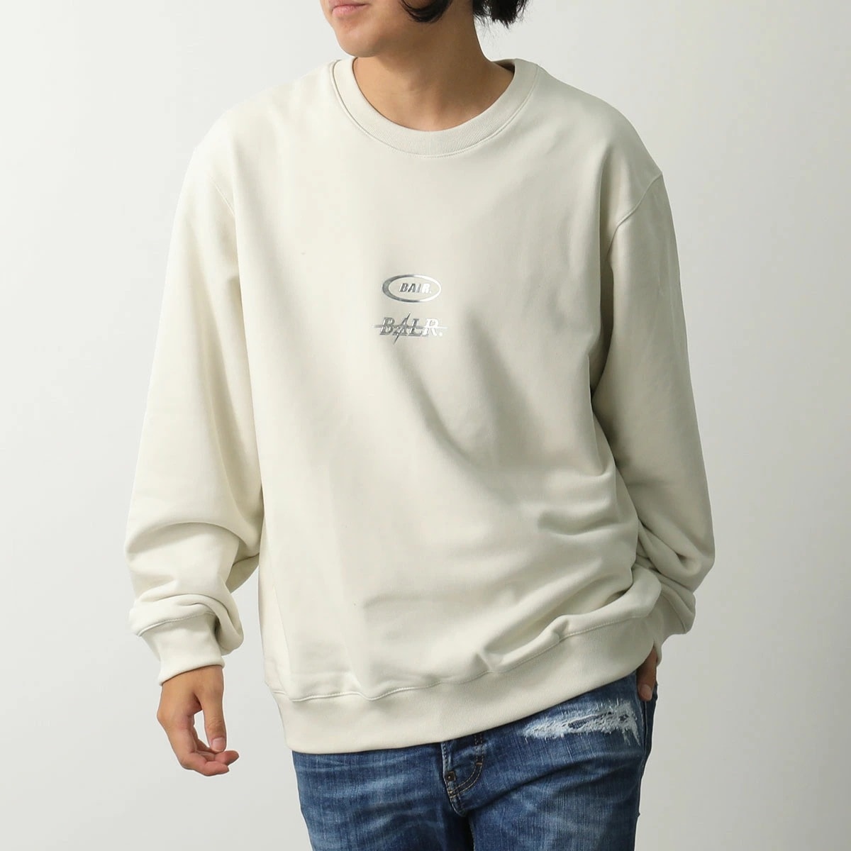 BALR. ボーラー トレーナー Metallic Crewneck B1262.1092 メンズ メタリック ロゴ スウェット クルーネック 長袖 LightBeige