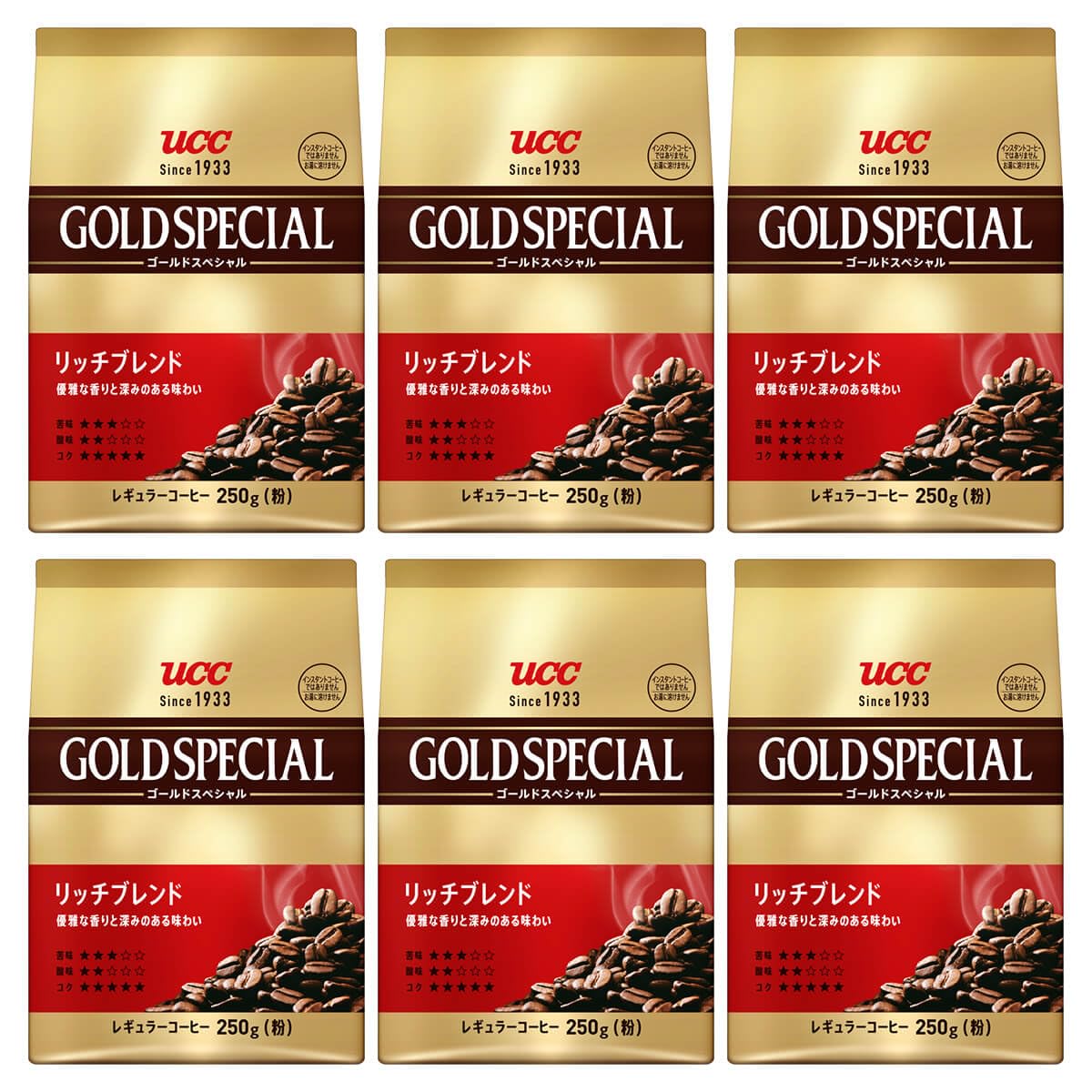 UCC ゴールドスペシャル リッチブレンド 1500g(250g×6個） レギュラーコーヒー（粉）【挽き豆】【焙煎】
