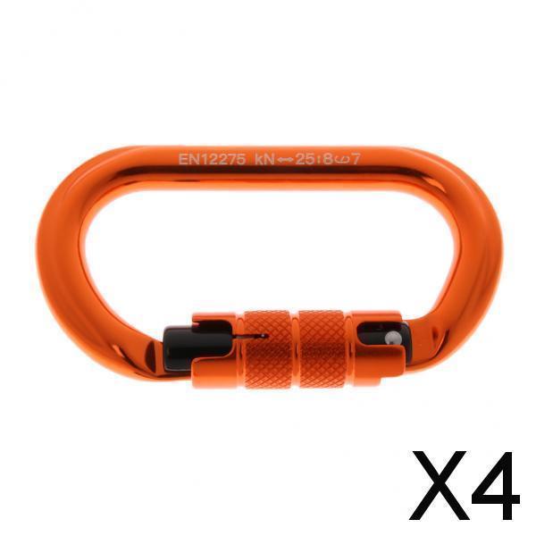 4xOval クライミング カラビナ 25KN アルミニウム オート カラビナ オレンジ