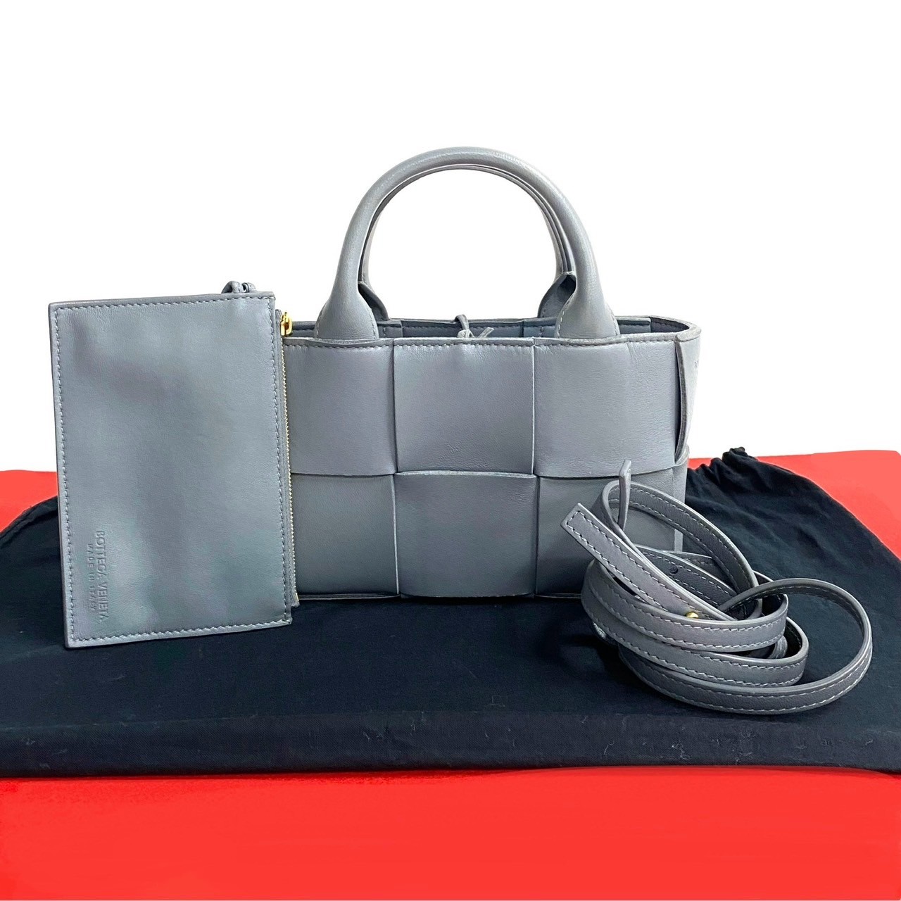 アルコ ミニ イントレチャートショルダーバッグ レザー グレー 53916