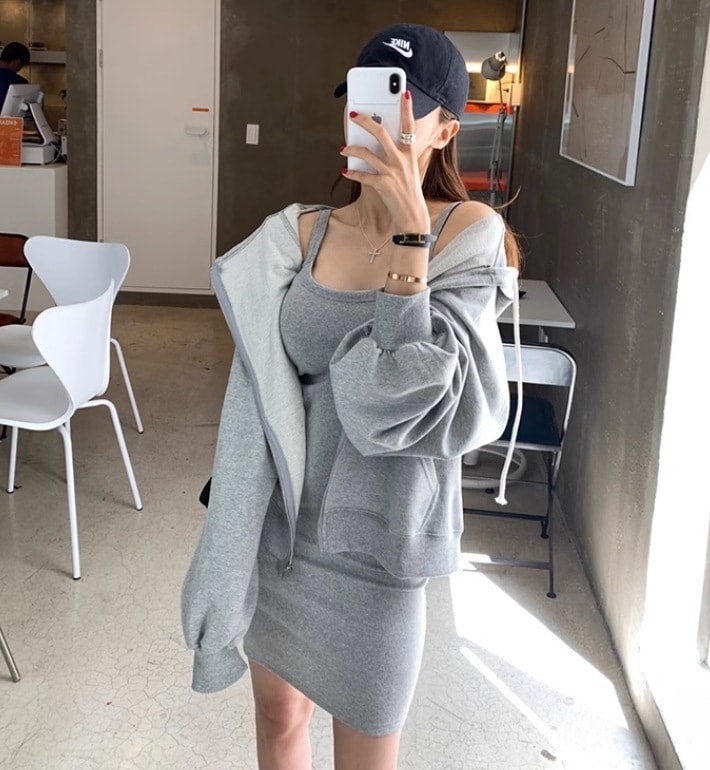 トップス スカート ワンピース セットアップ パーカー スウェット キャミソール ミニスカート タイトスカート ミニ ミニ丈 ノースリーブ Uネック 襟なし スリム タイト 細身 ストレート Iライン
