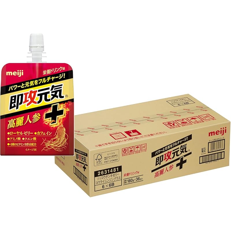 即攻元気ゼリー 高麗人参+ 栄養ドリンク味 180g×36個 【ケース】 明治