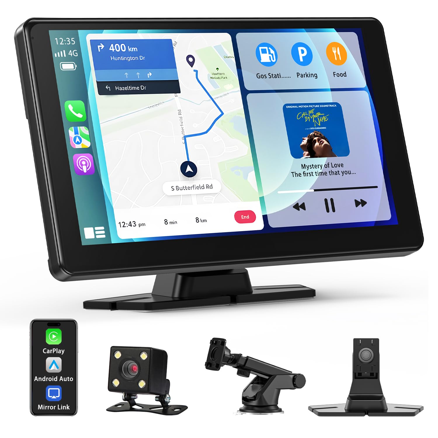 Chamequinho ディスプレイオーディオ 9インチ ポータブル カーオーディオ バックカメラ付き オーディオ一体型 CarPlay/Android Auto対応 アンドロイドナビ Bluetoo
