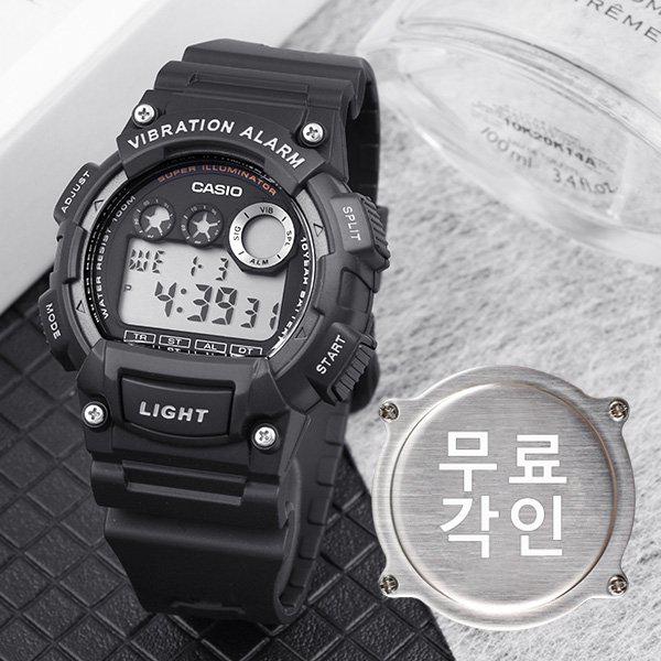 無料刻印 W-735H-1A スポーツ メンズ ウレタン 時計 d
