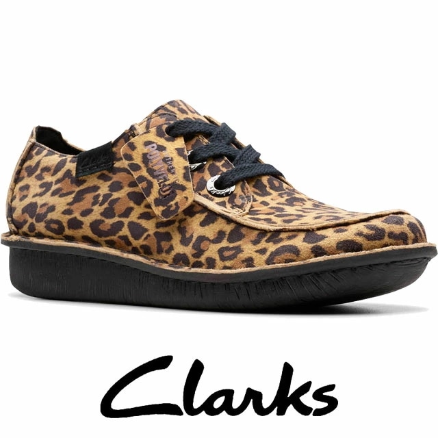 クラークス カジュアルシューズ レディース ファニードリーム 本革 靴 レースアップ ローカット レオパードスエード 26183040 送料無料