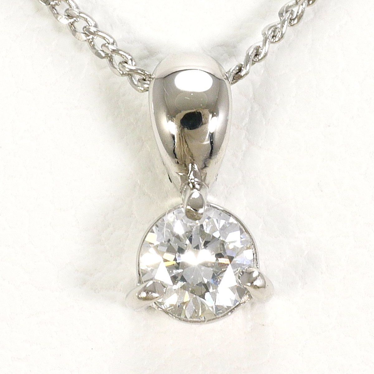 PT900 プラチナ PT850 プラチナ ネックレス ダイヤモンド 0.18ct 総重量約2.3g 約40cm 中古