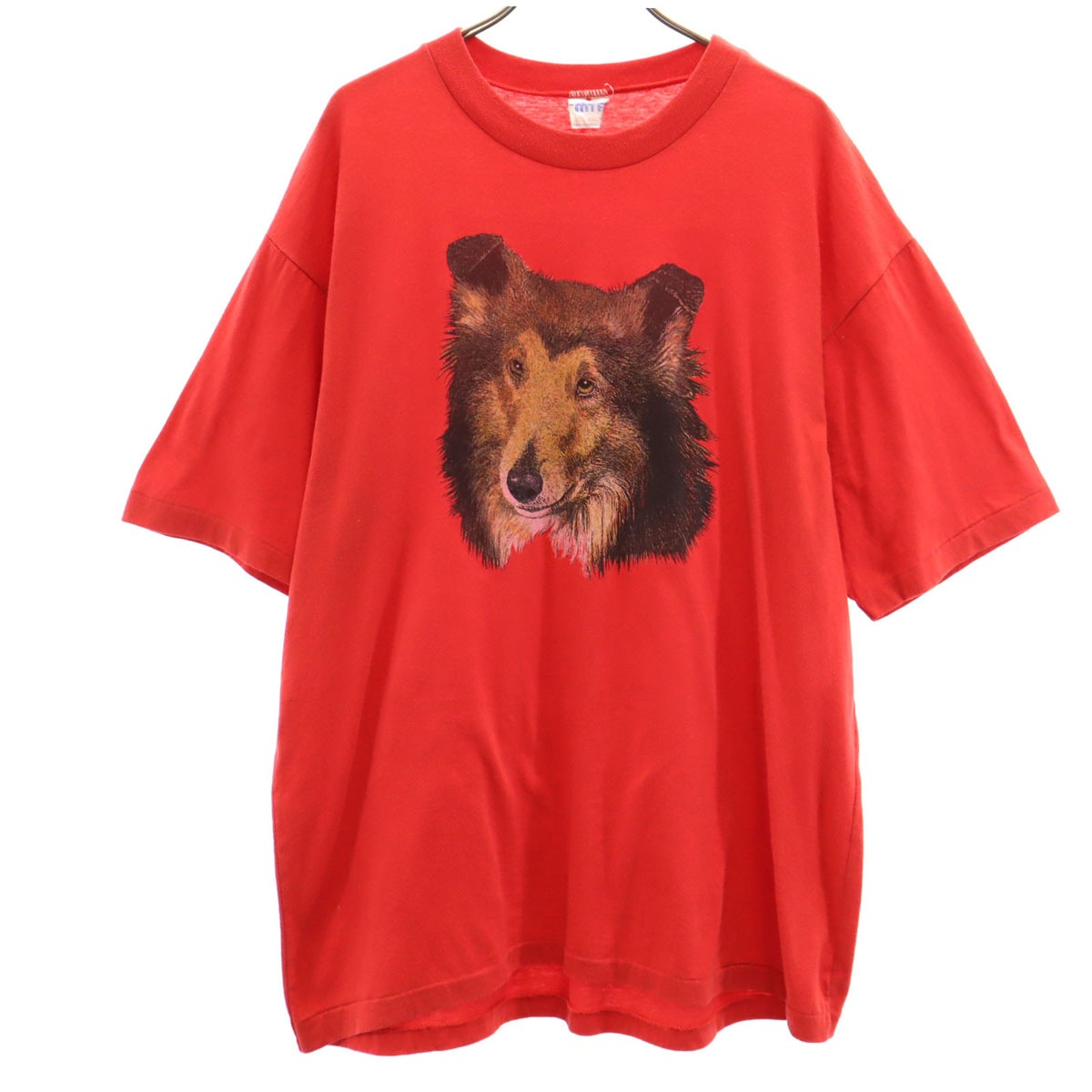 MTF 90s カナダ製 オールド シェットランドシープドッグ プリント 半袖 Tシャツ XXL レッド シングルステッチ 犬 ビッグサイズ メンズ 古着 7,043円