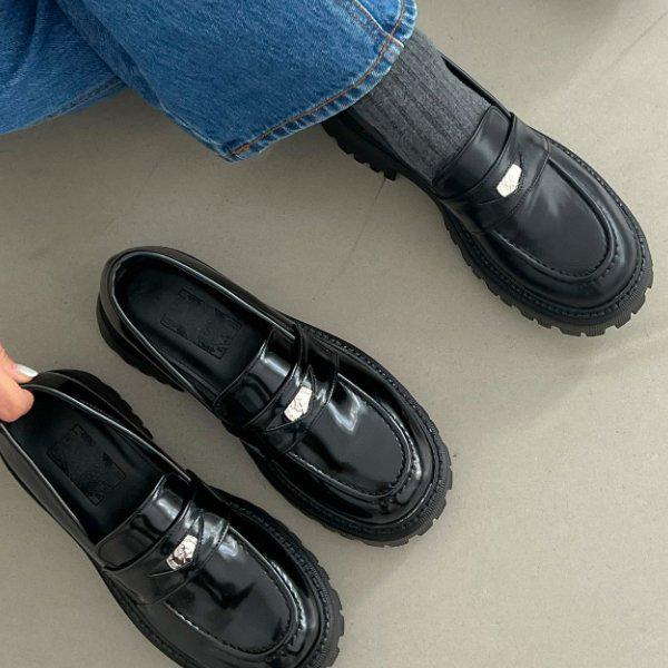 워커창 女性 レディース 靴 ローファー フラットシューズ 単靴 5cm qmn23m025_P346350117