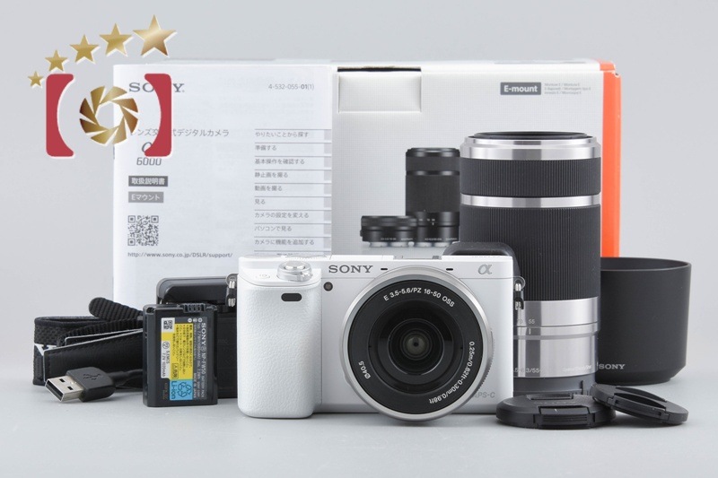 α6000 ILCE-6000 ダブルズームレンズキット ホワイト シャッター回数僅少 元箱付き 多言語対応