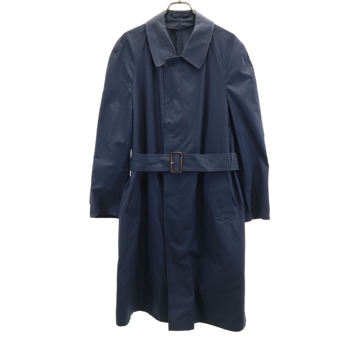 80s イングランド製 オールド ステンカラーコート 36 ネイビー パッカブル メンズ 古着