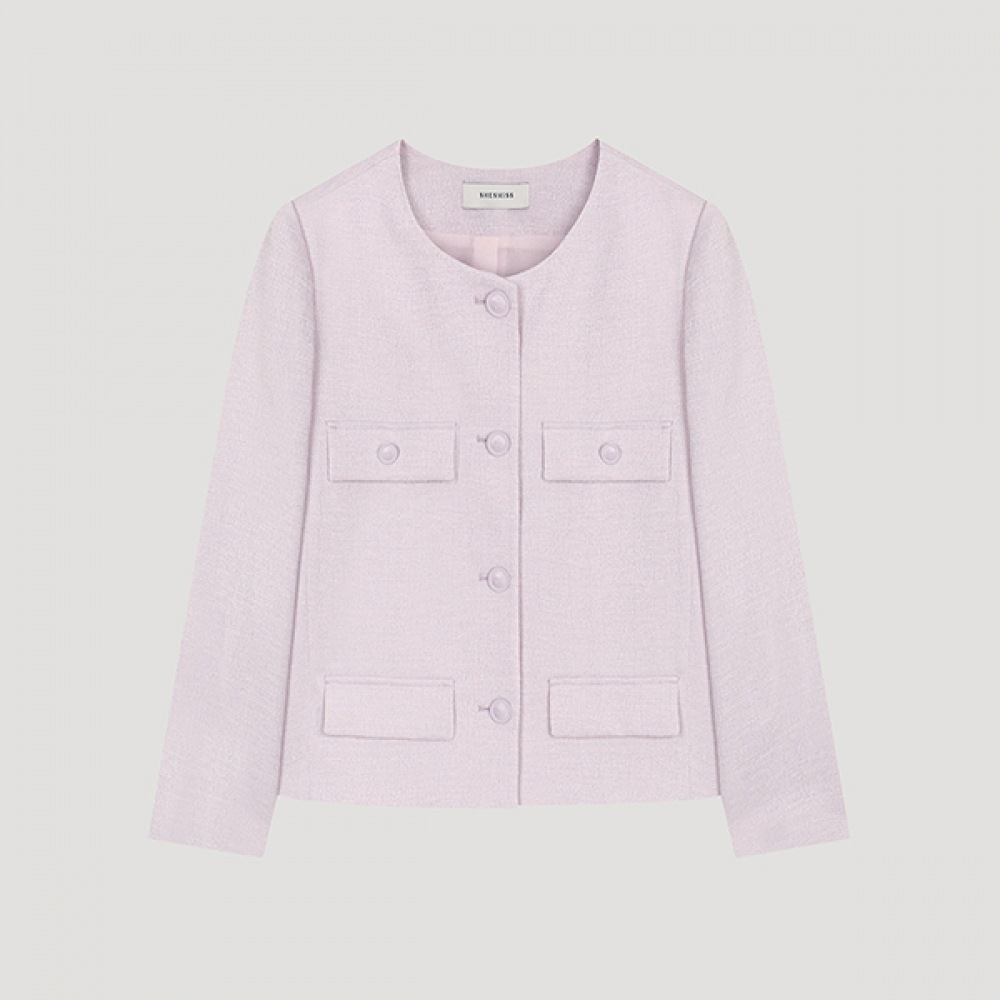 (Shes Miss) ラウンドネッククロップドツイードジャケット_SWWJKO22030_LV