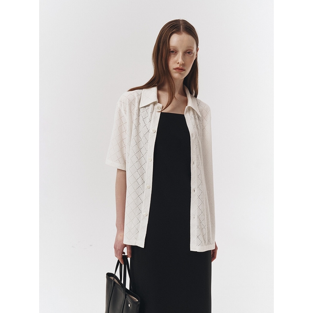 Dunst for WOMEN UNISEX CROCHET SHIRT オフホワイト UDSH3B124OW