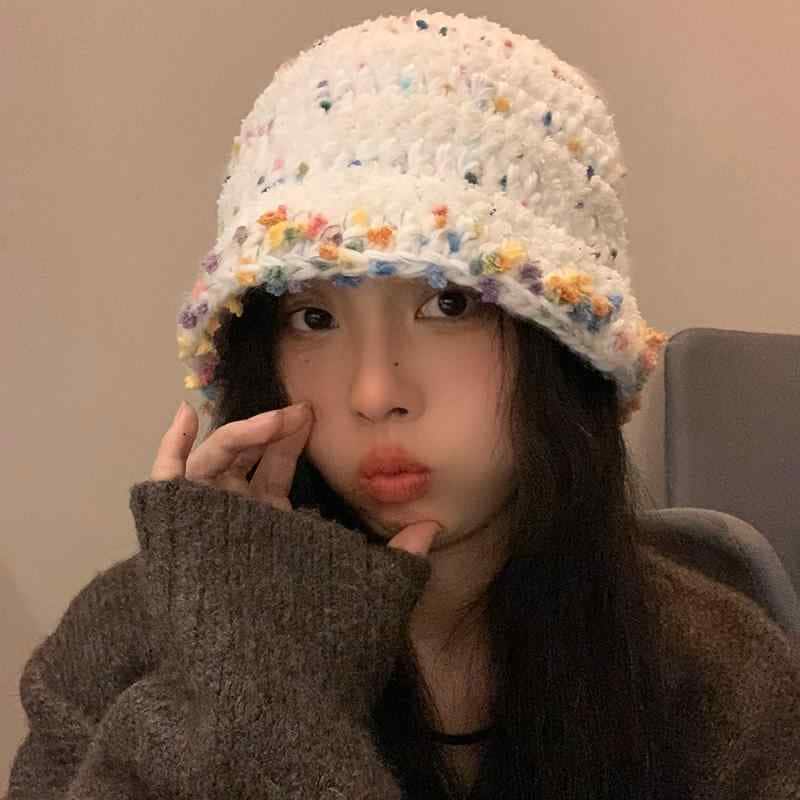 レディース 冬 ニット帽 秋 カラフル ウール 小さめ 暖かい 耳 保護 普段使い バケットハット アクリル 防寒 シンプル カジュアル アウトドア おしゃれ 白