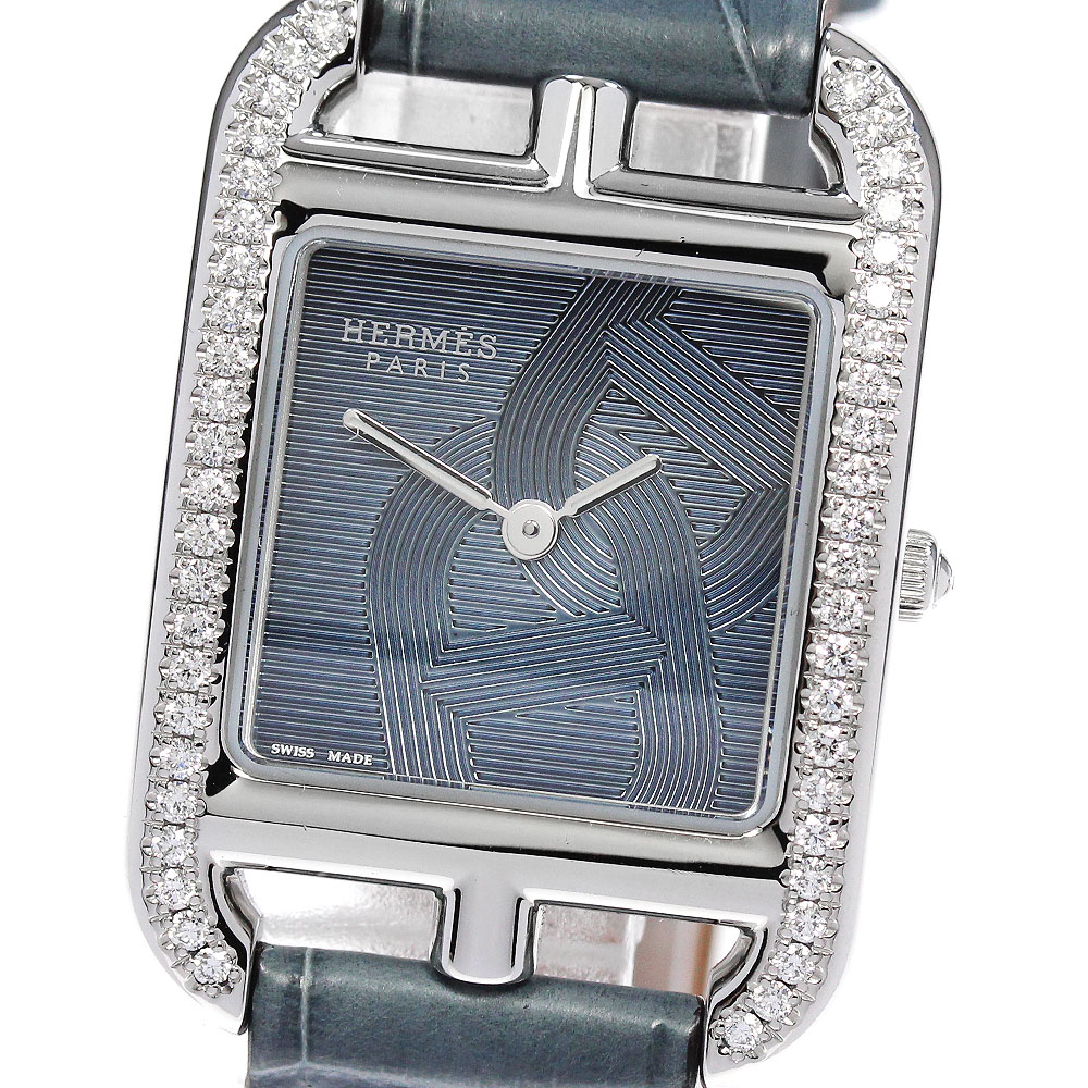 エルメス HERMES CC1.330 ケープコッド シェーヌ・ダンクル ダイヤベゼル クォーツ レディース 良品 _844866【中古】