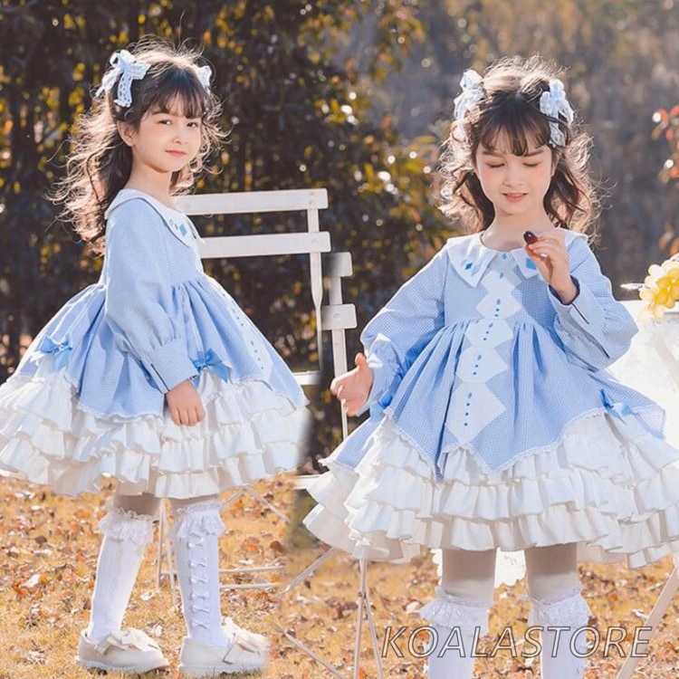 子供長袖ワンピース キッズロリータ服 ロリータワンピース 甘ロリータ 姫様ドレス お姫様コスチューム キッズドレス 女の子 学園祭 ハロウィン衣装 ゴスロリ 可愛いコスチューム