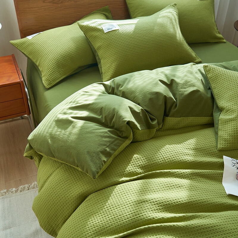 寝具 セット 四点セット コットン 高級感 ワッフル ふとんカバー シーツ ベッド用品