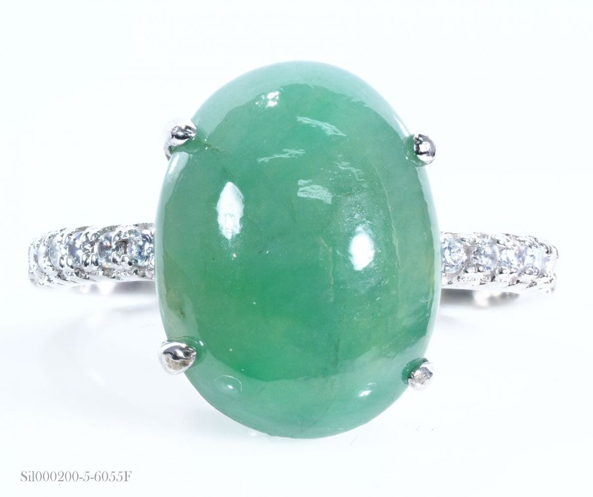 鑑別書付 天然石 ヒスイ czダイヤモンド リング 指輪 翡翠 ジェダイト