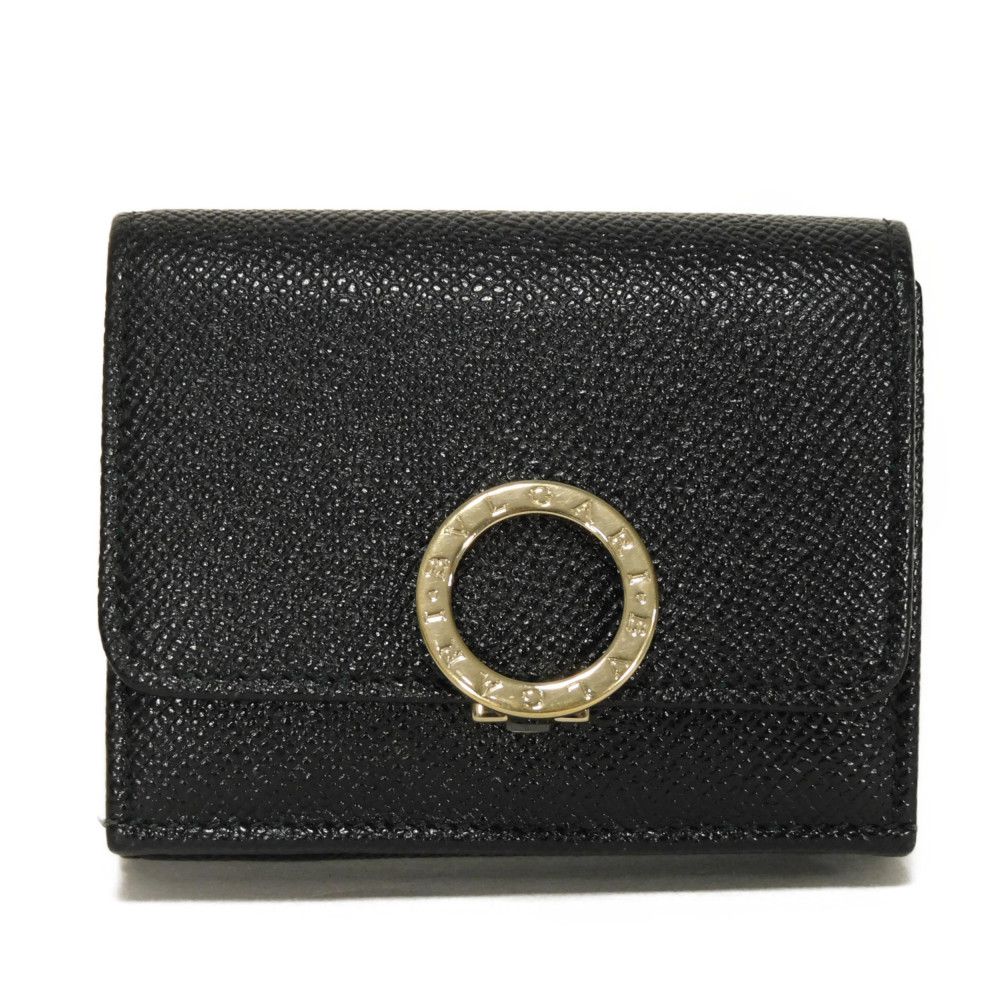 【中古】 三つ折り財布 RFID ICチップ ゴールド コンパクトウォレット トリフォールド ウォレット ロゴ クリップ 288648