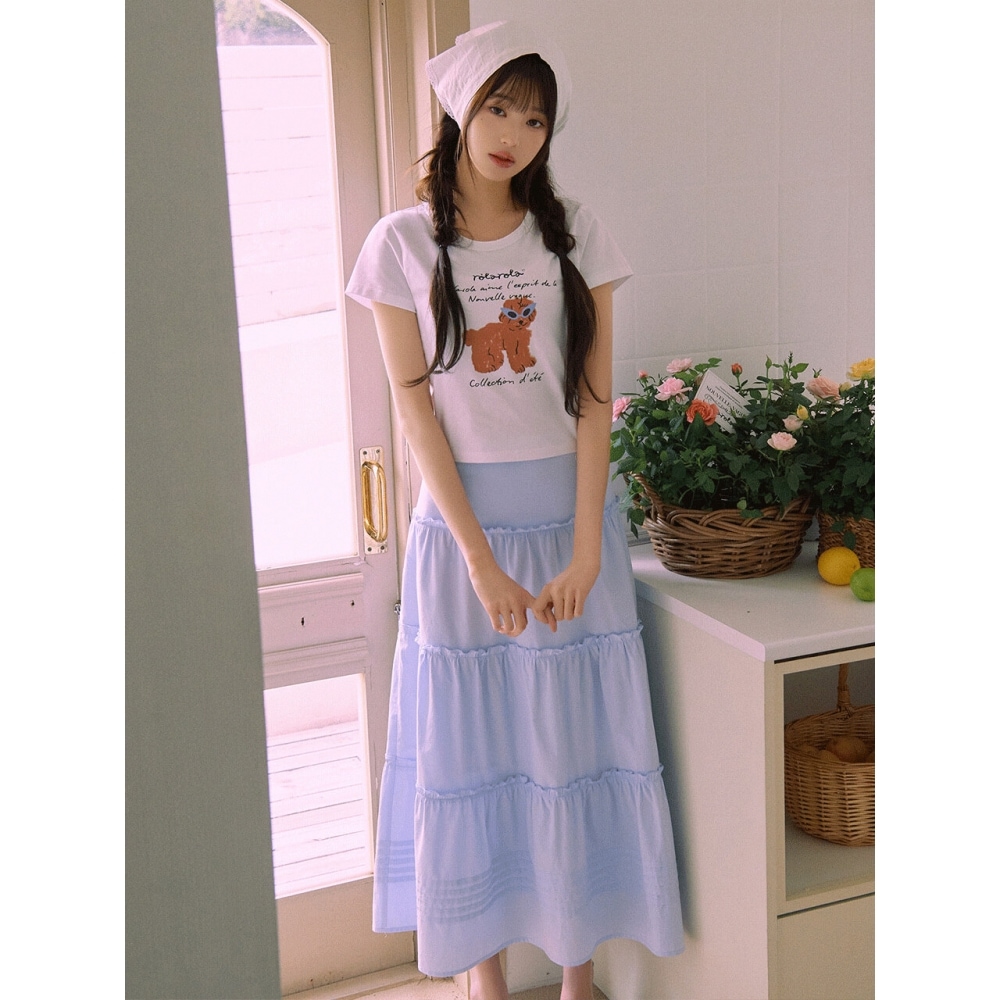 ロラローラフリルロングスカートスカイ