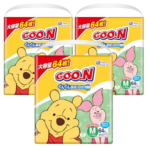 【パンツ Mサイズ】グーン ぐんぐん吸収パンツ おむつ (6~12KG) 192枚(64枚×3) [ケース販売] 【AMAZON.CO.JP限定】 ディズニーデザイン