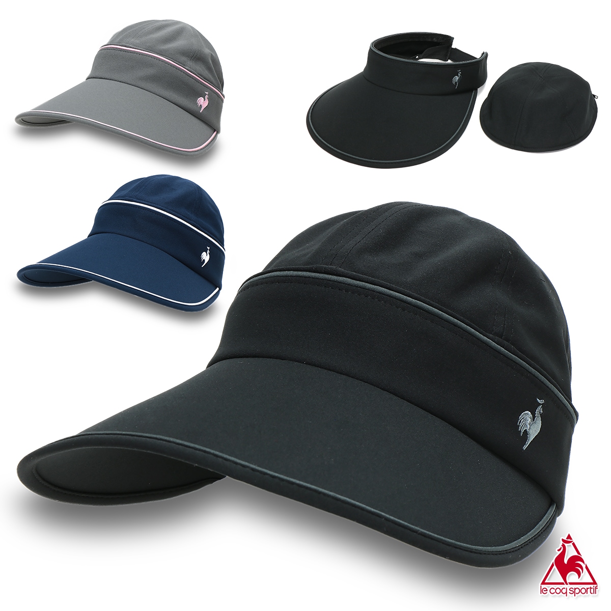 2ウェイ バイザー レディース キャップ/サンバイザー ネイビー/グレー/ブラック 55～57cm LT5SCP50L