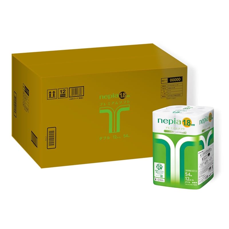 ネピア プレミアムソフト トイレットロール 1.8倍巻54m(ダブル) 無香料 72ロール(12ロール×6パック)【ケース品】