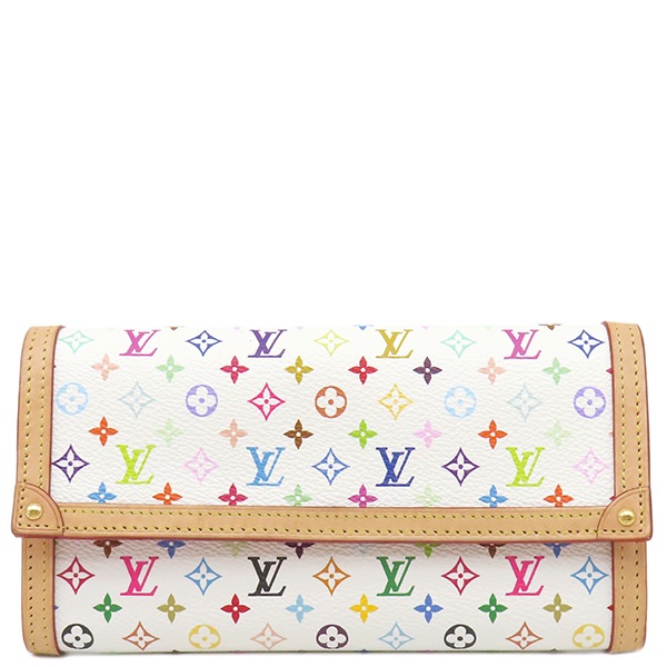ルイヴィトン LOUIS VUITTON 長財布 LV×TM ポルトフォイユ サラ NM モノグラムマルチカラー ブロン ゴールド金具 白 ピンク マルチカラー 村上隆 M13397 【箱】【中古】