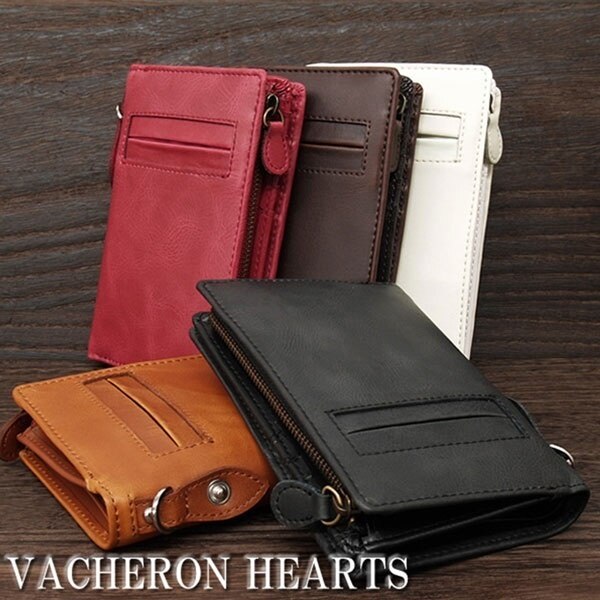 取寄品 VACHERON HEARTS 本革使用 縦型二つ折り財布 カードポケットL字ファスナー札入 7,425円