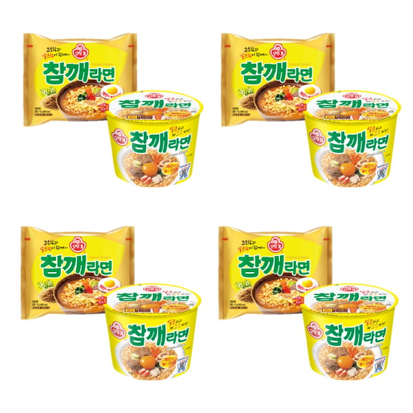 [麺4個+カップ4個]ごまラーメン　オットギ　Qoo10]　韓国
